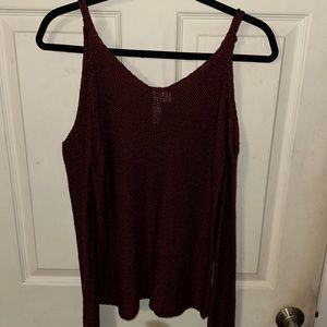 Francesca’s (Alya) Burgundy Cold Shoulder Sweater